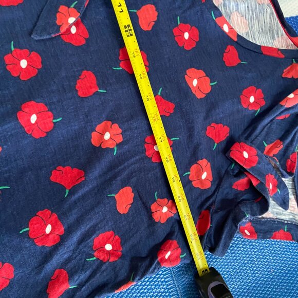 St John’s Bay XX-Large Navy Poppy Blouse Cold Shoulder, Shoulder Ties - Picture 7 of 7